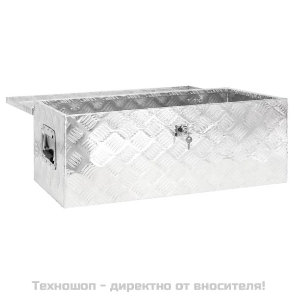 Кутия за съхранение, сребриста, 80x39x30 см, алуминий