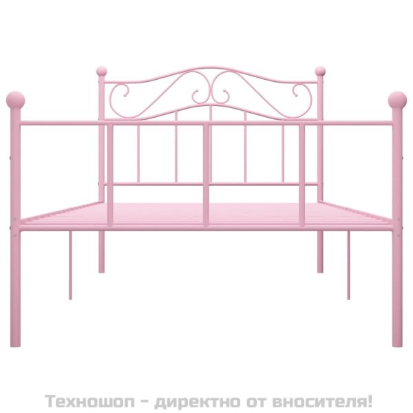 Рамка за легло, розова, метал, 90x200 см