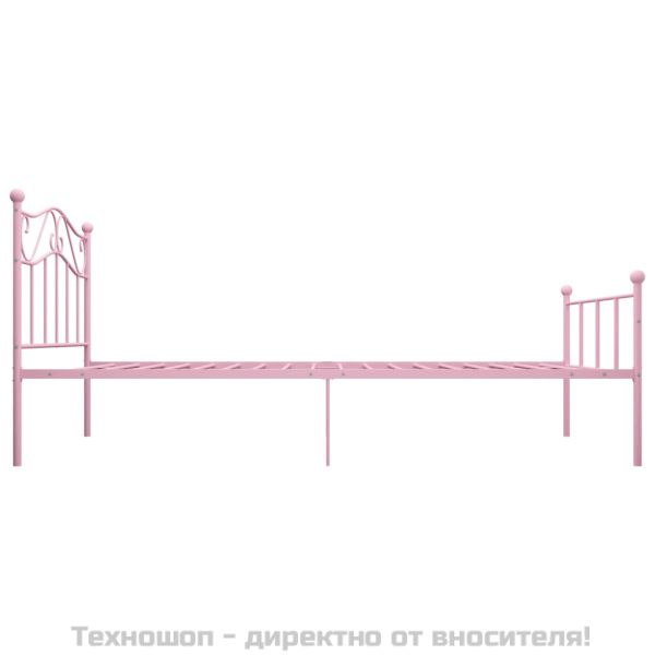 Рамка за легло, розова, метал, 90x200 см