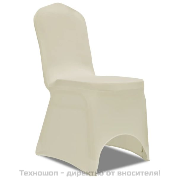 Калъфи за столове, разтегателни, кремави, 24 бр