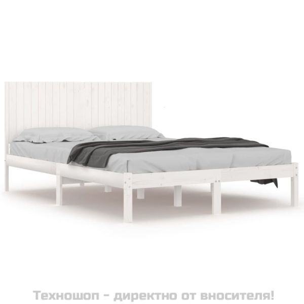 Рамка за легло без матрак, бял, 200x200 см, бор масив