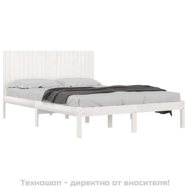 Рамка за легло без матрак, бял, 200x200 см, бор масив