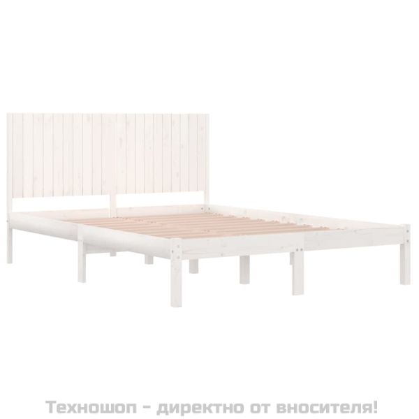 Рамка за легло без матрак, бял, 200x200 см, бор масив