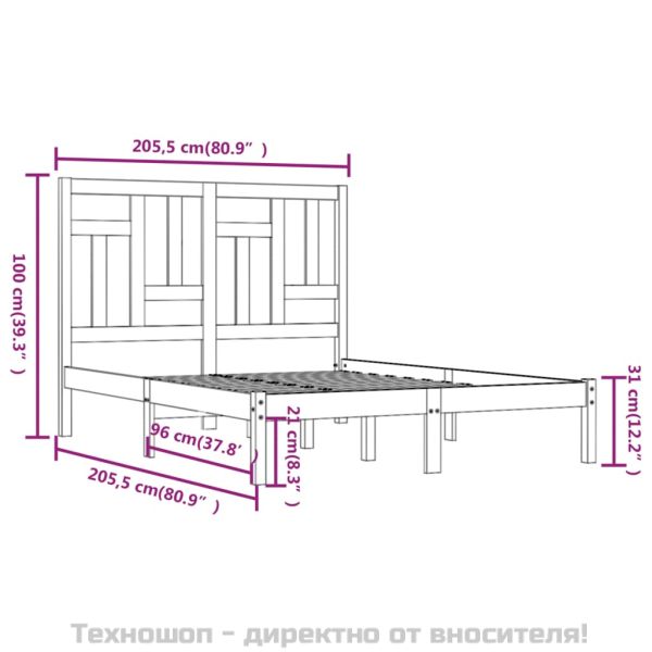 Рамка за легло без матрак 200x200 см масивна чамова дървесина