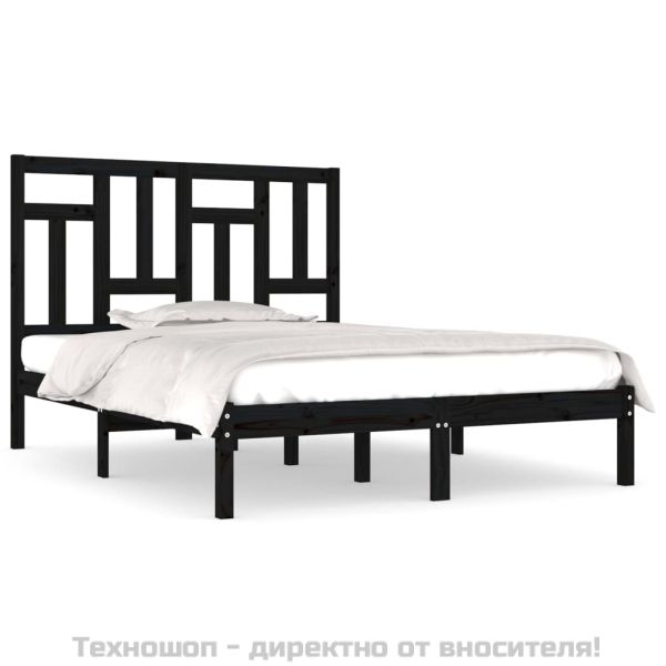 Рамка за легло, черна, бор масив, 200x200 см