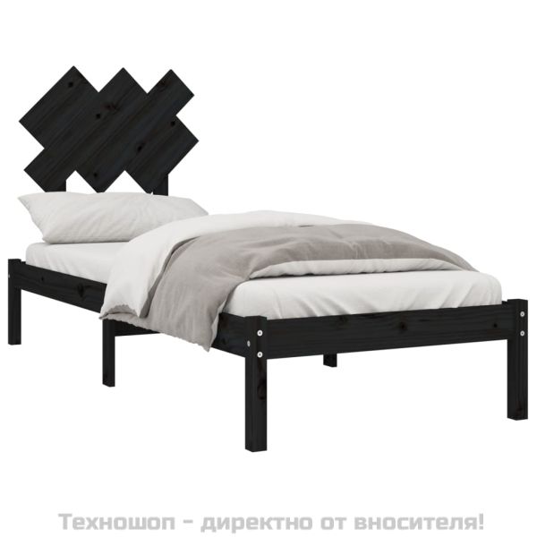 рамка за легло черна 75x190 см Small Single дърво масив