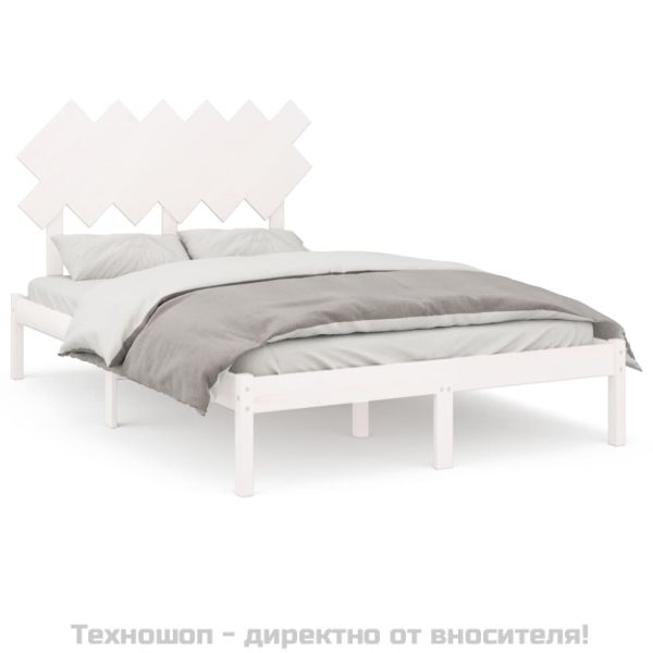 рамка за легло бяло 135x190 см Double масивно дърво