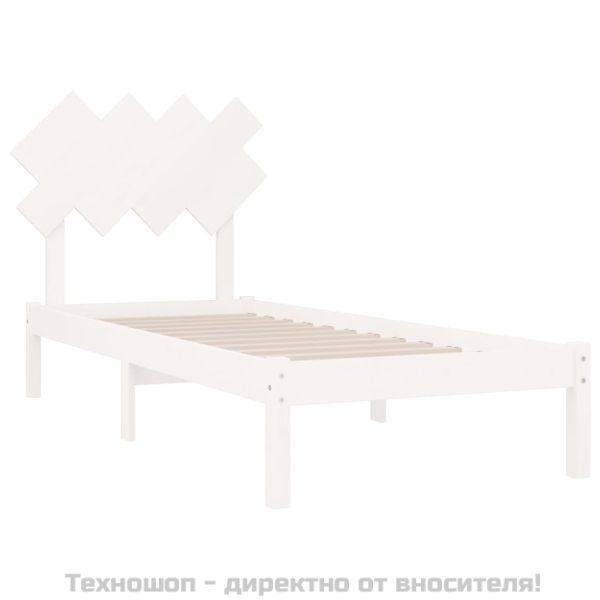 Рамка за легло, бяла, 90x200 см, масивно дърво