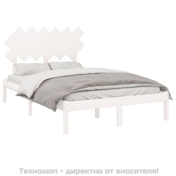 Рамка за легло бяла 120x200 см масивно дърво