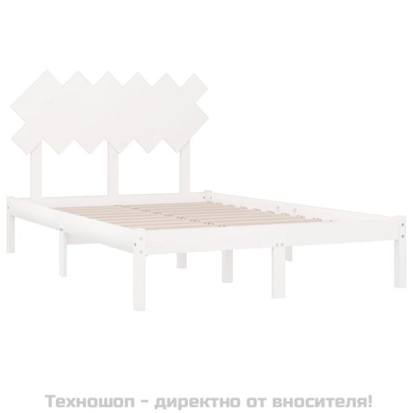 Рамка за легло бяла 120x200 см масивно дърво
