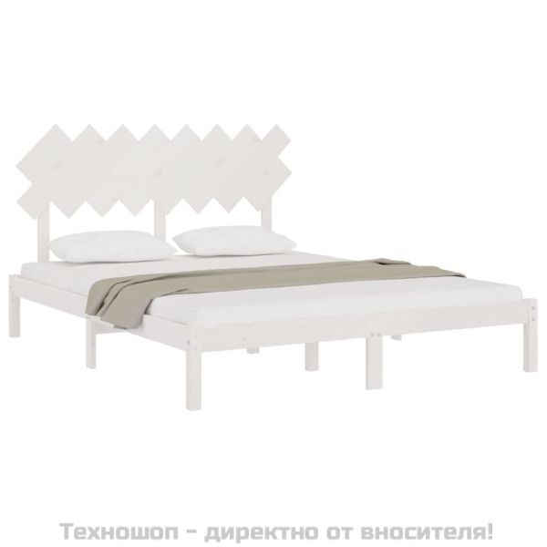 Рамка за легло бяла 160x200 см масивно дърво