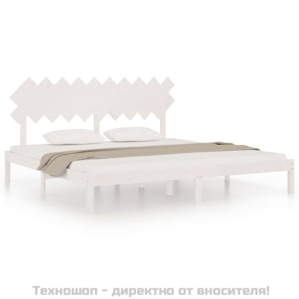 Рамка за легло, бяло, 200x200 см, масивно дърво