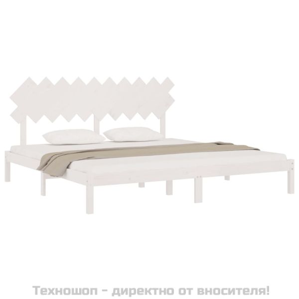 Рамка за легло, бяло, 200x200 см, масивно дърво
