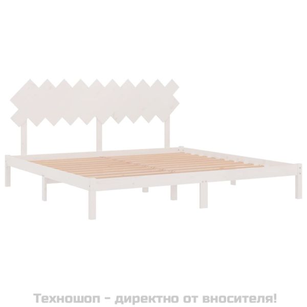 Рамка за легло, бяло, 200x200 см, масивно дърво