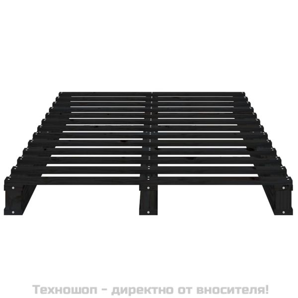 Рамка за легло, черна, бор масив, 75x190 см, Small Single