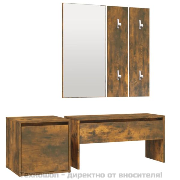 Комплект мебели за антре, опушен дъб, инженерно дърво