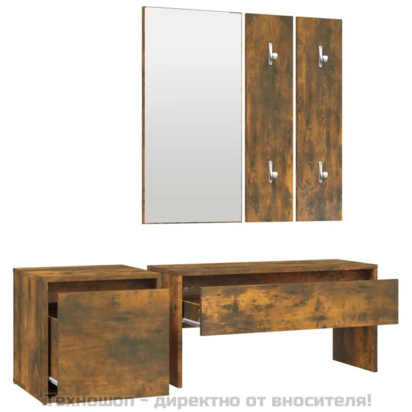 Комплект мебели за антре, опушен дъб, инженерно дърво