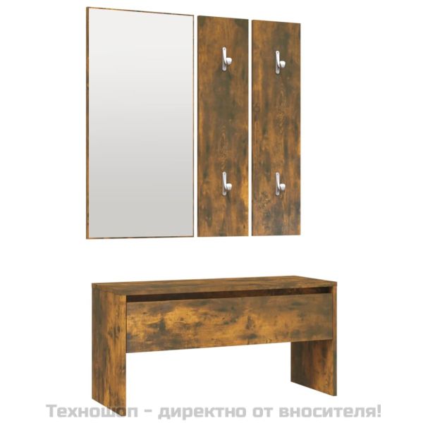 Комплект мебели за антре, опушен дъб, инженерно дърво