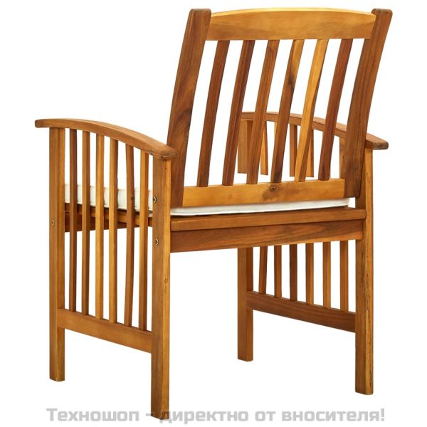 Градински трапезни столове 4 бр с възглавници масивна акация