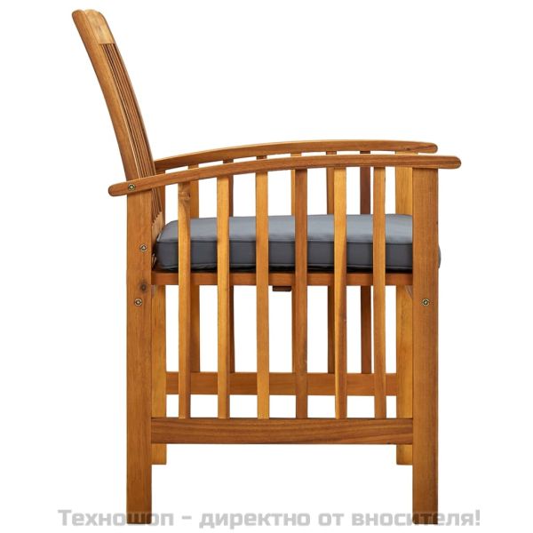 Градински трапезни столове 4 бр с възглавници масивна акация