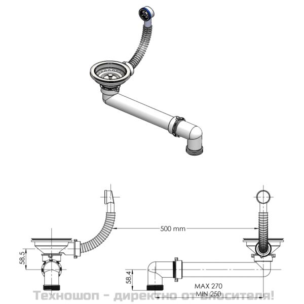 Гранитна кухненска мивка с едно корито, бежова