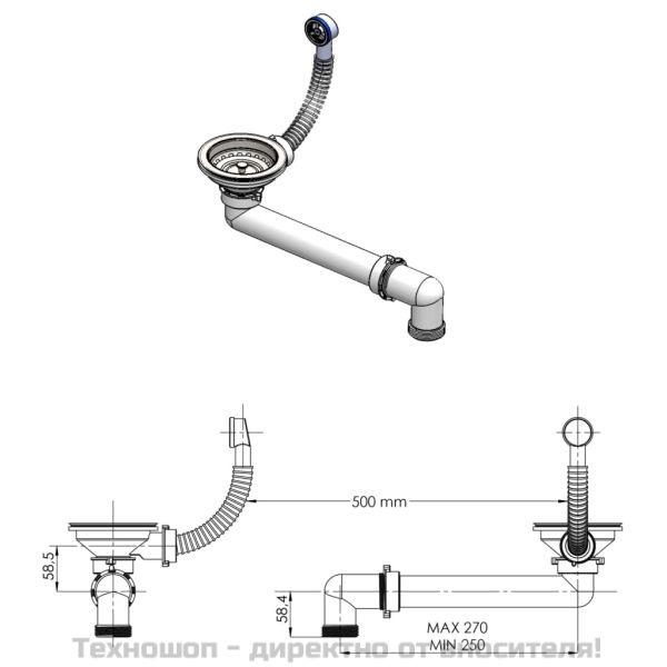 Гранитна кухненска мивка с едно корито, бежова