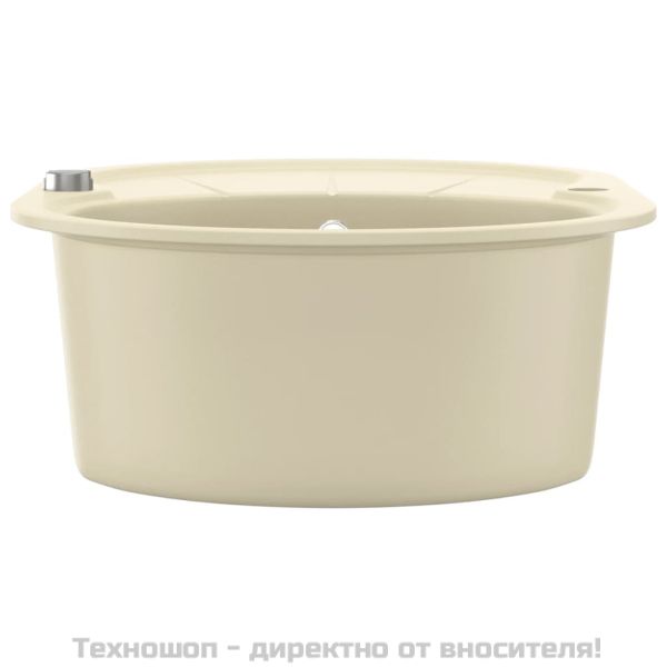 Гранитна кухненска мивка с едно корито, овална, бежова