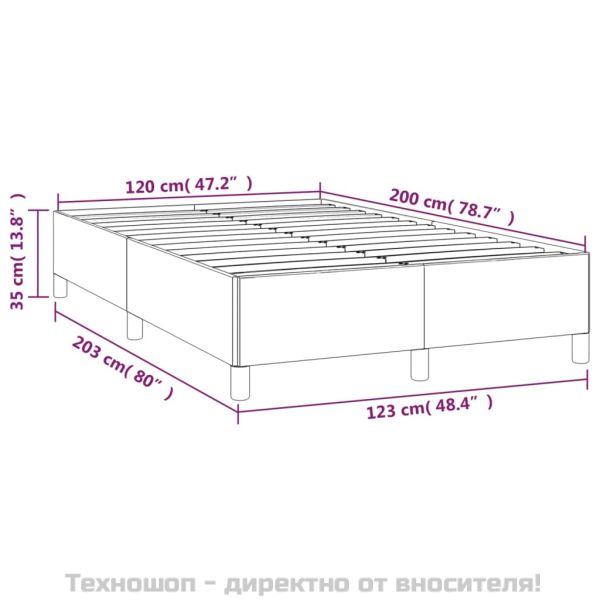 Рамка за легло без матрак, светлосива, 120x200 см, плат