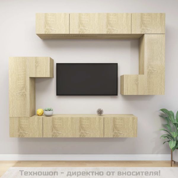 Комплект ТВ шкафове от 8 части, сонома дъб, инженерно дърво