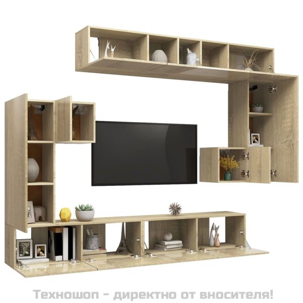 Комплект ТВ шкафове от 8 части, сонома дъб, инженерно дърво