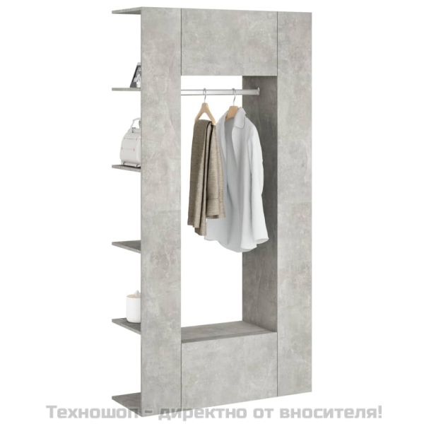 Шкафове за коридор, 2 бр, бетонно сиви, инженерно дърво