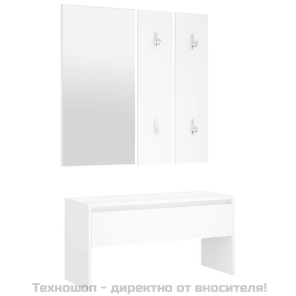 Комплект мебели за антре, бели, инженерно дърво