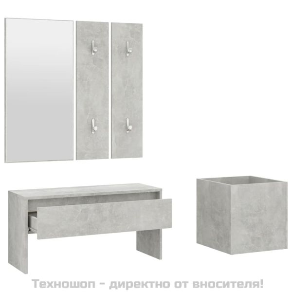 Комплект мебели за антре, бетонно сиви, инженерно дърво