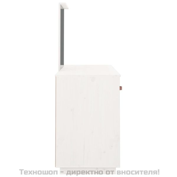 Комплект тоалетка с огледало, бяла, борово дърво масив