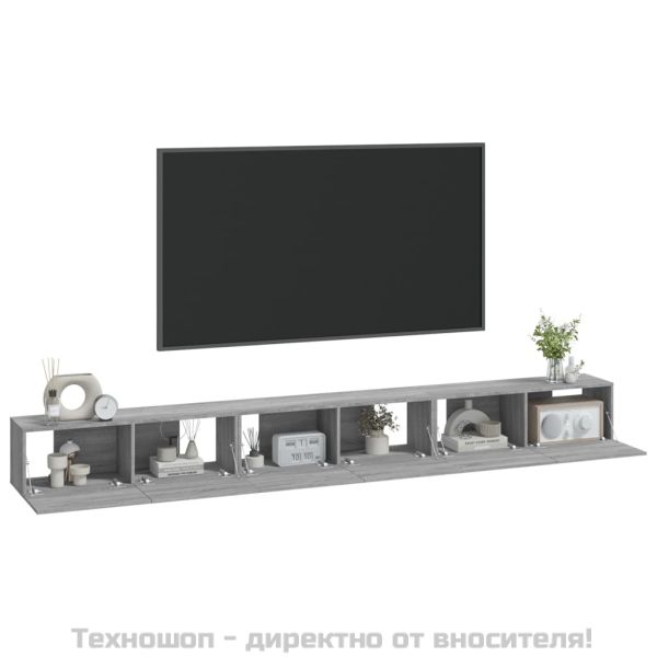 Комплект ТВ шкафове от 3 части, сив сонома, инженерно дърво