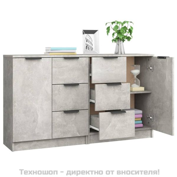 Сайдборди, 2 бр, бетонно сиви, 60x30x70 см, инженерно дърво