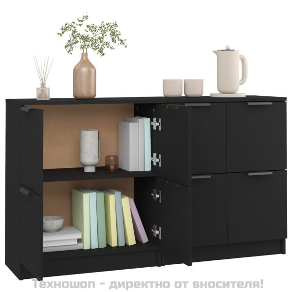 Сайдборди, 2 бр, черни, 60x30x70 см, инженерно дърво