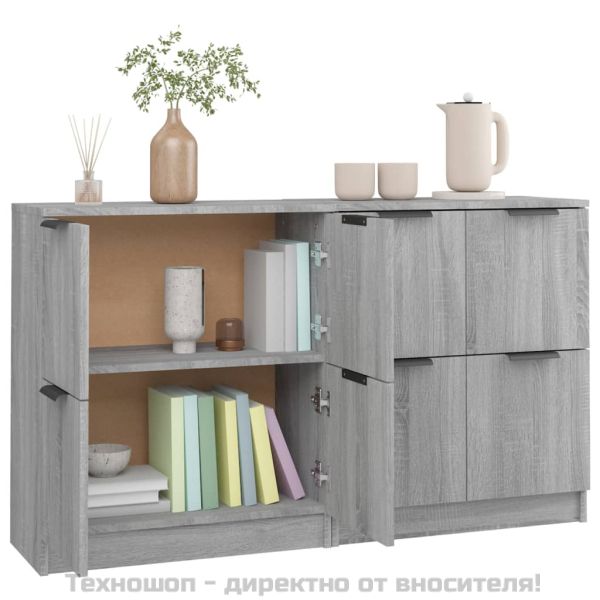 Сайдборди, 2 бр, Сив сонома, 60x30x70 см, инженерно дърво