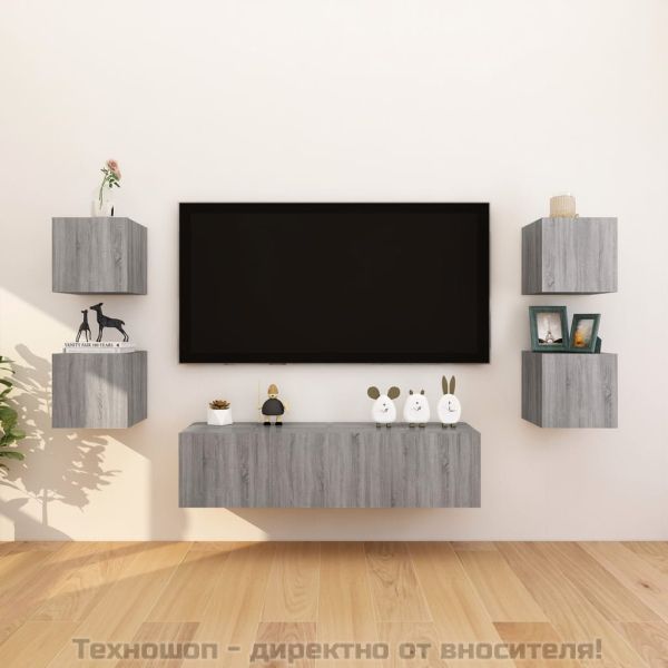 ТВ шкафове със стенен монтаж, 8 бр, сив сонома, 30,5x30x30 см