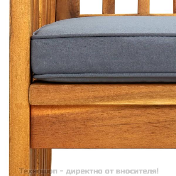 Градински трапезни столове 6 бр с възглавници масивна акация