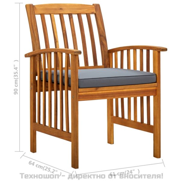 Градински трапезни столове 6 бр с възглавници масивна акация