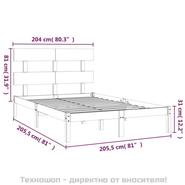 Рамка за легло, дърво масив, 200x200 см