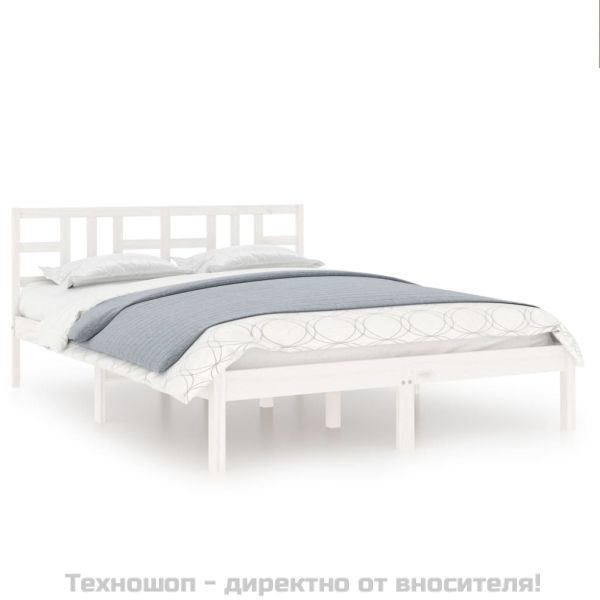 Рамка за легло, бяла, дърво масив, 200x200 см