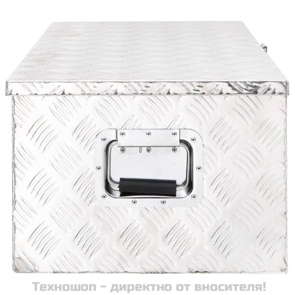 Кутия за съхранение, сребриста, 90x47x33,5 см, алуминий