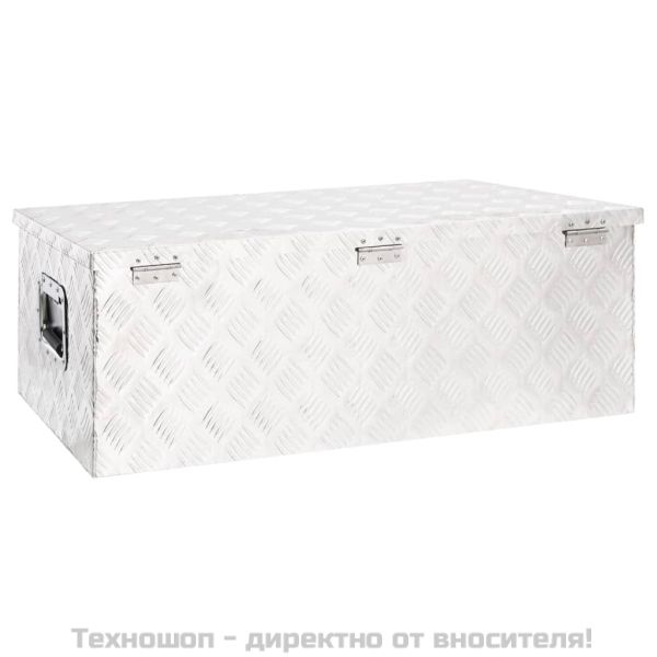 Кутия за съхранение, сребриста, 90x47x33,5 см, алуминий