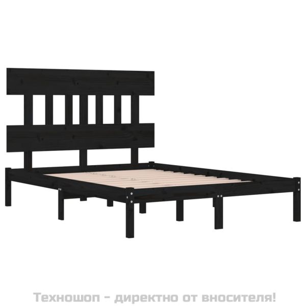 Рамка за легло, черна, дърво масив, 200x200 см