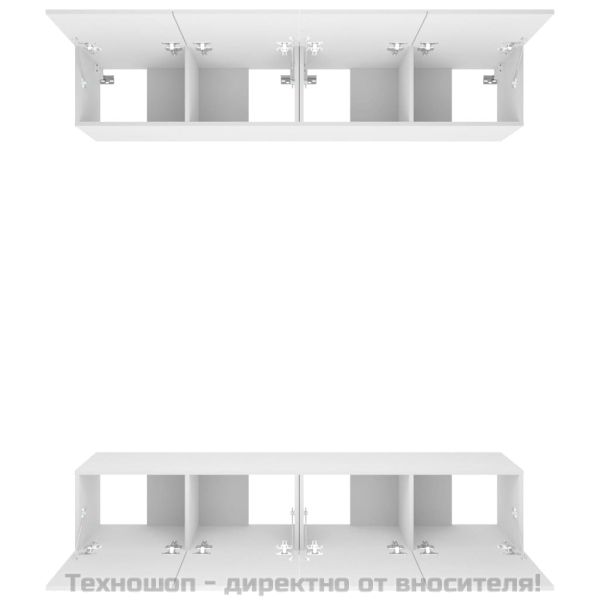 ТВ шкафове, 4 бр, бели, 80x30x30 см, инженерно дърво