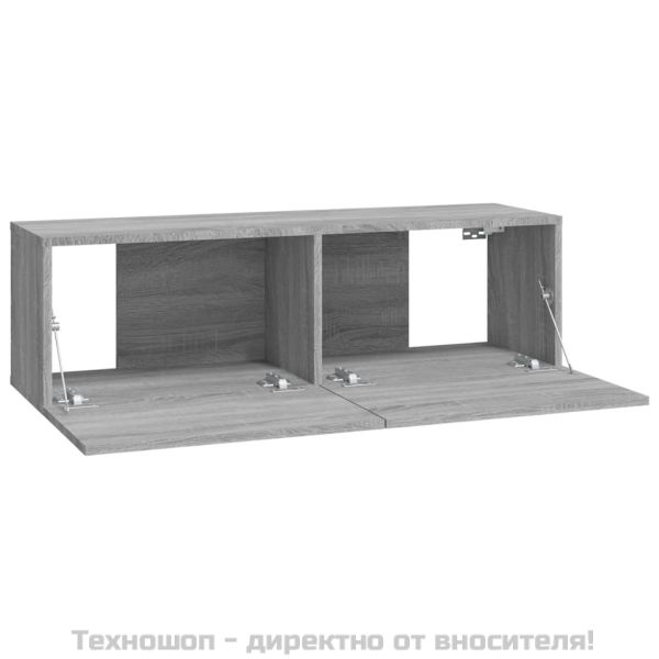 Стенни ТВ шкафове, 4 бр, сив сонома, 100x30x30 см