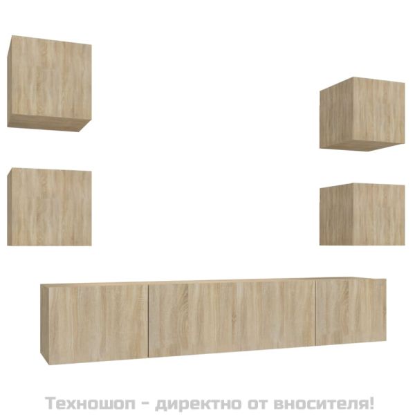 Комплект ТВ шкафове от 6 части, сонома дъб, инженерно дърво