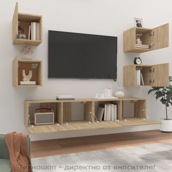 Комплект ТВ шкафове от 6 части, сонома дъб, инженерно дърво